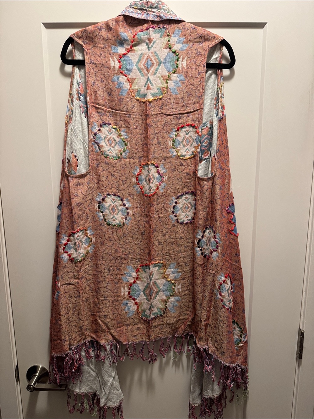 🆕 Raj for Soft Surroundings Multicolor Embroidered Fringe Duster Vest. OS. NWT🔥 - Picture 4 of 5